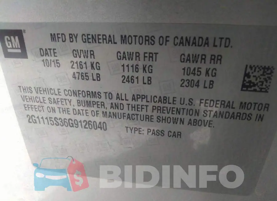 2G1115S36G9126040 Photo# 9
