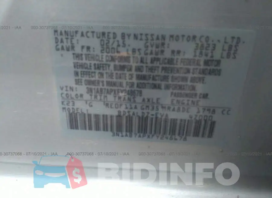 3N1AB7APXFY248678 Photo# 9