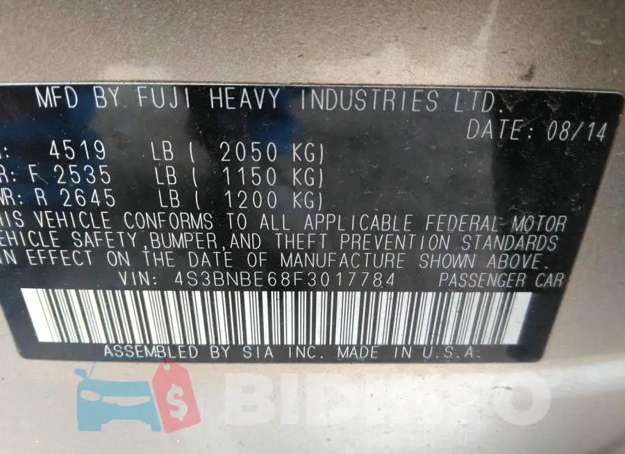4S3BNBE68F3017784 Photo# 9