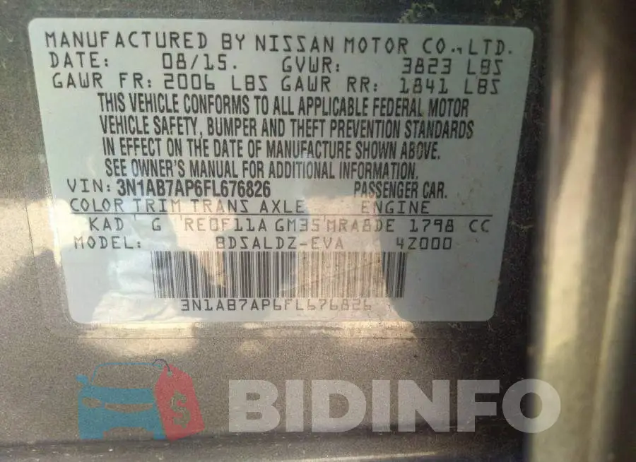 3N1AB7AP6FL676826 Photo# 9