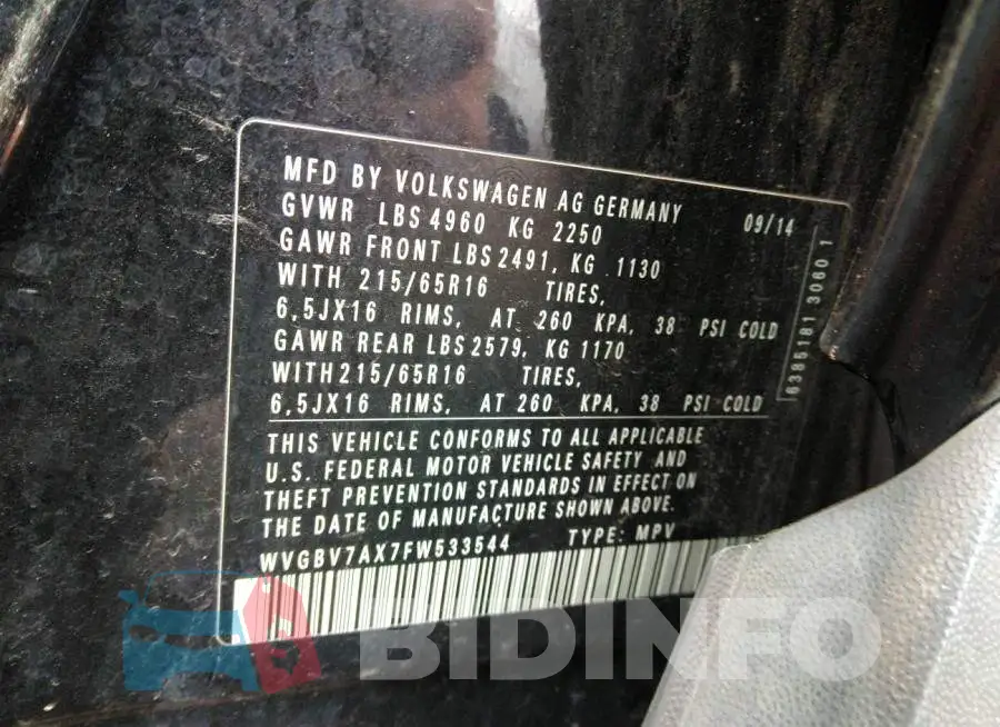 WVGBV7AX7FW533544 Photo# 9