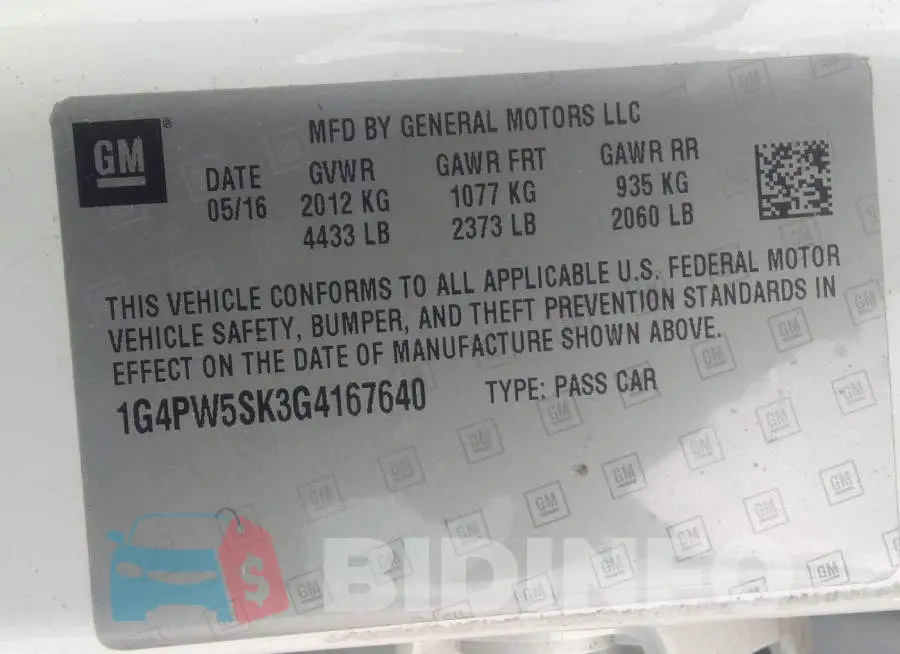 1G4PW5SK3G4167640 Photo# 9