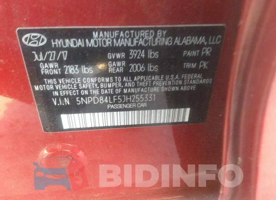 5NPD84LF5JH255331 Photo# 9