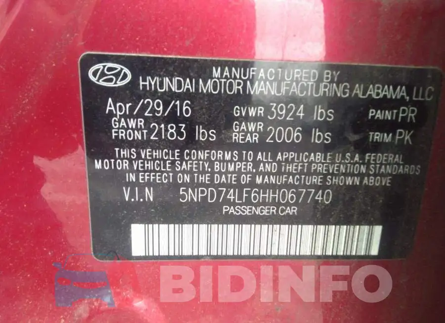 5NPD74LF6HH067740 Photo# 9