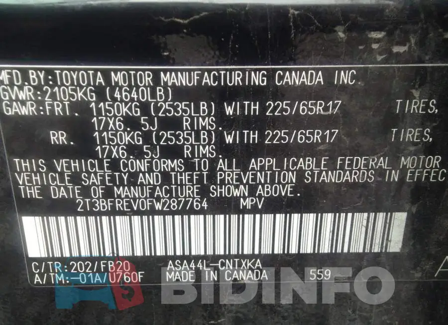 2T3BFREV0FW287764 Photo# 9