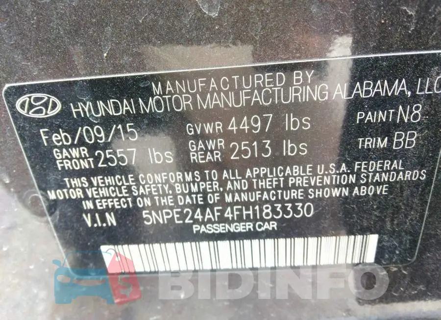 5NPE24AF4FH183330 Photo# 9