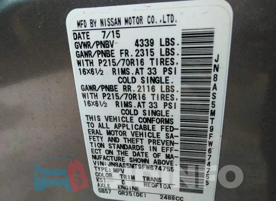 JN8AS5MT9FW674755 Photo# 9