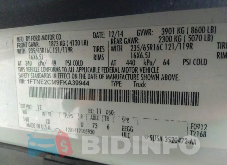 1FTNE2CM9FKA39944 Photo# 9