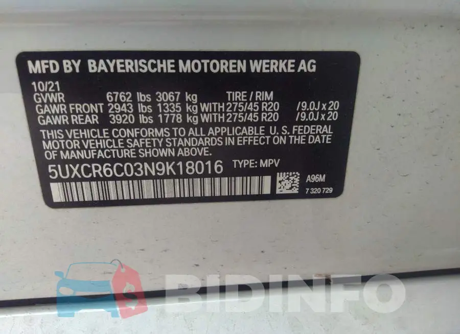 5UXCR6C03N9K18016 Photo# 9