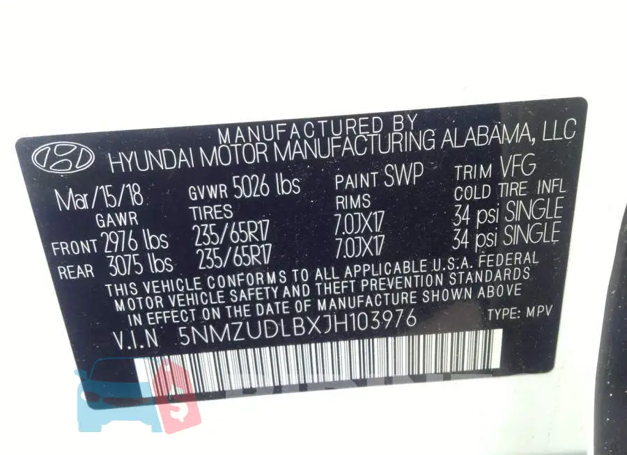 5NMZUDLBXJH103976 Photo# 9
