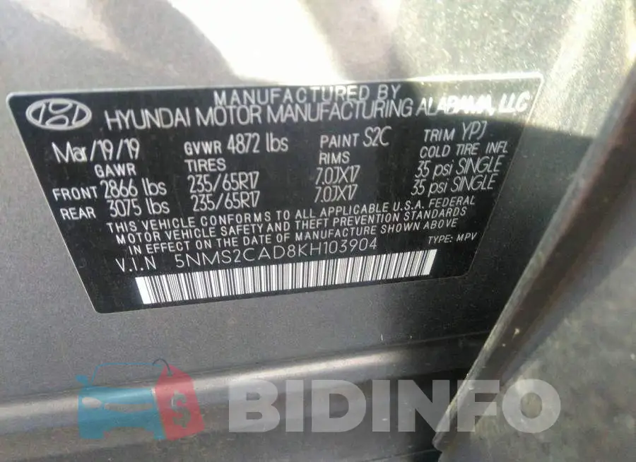 5NMS2CAD8KH103904 Photo# 9