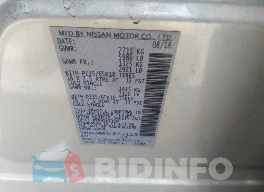 5N1DR2MM9JC675115 Photo# 9