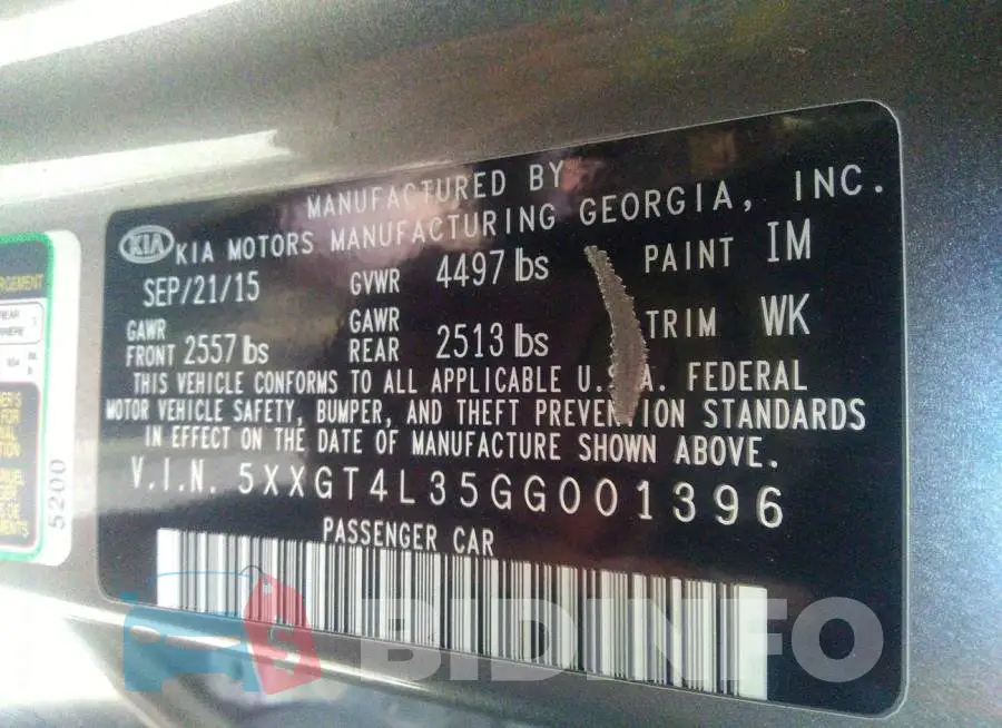 5XXGT4L35GG001396 Photo# 9