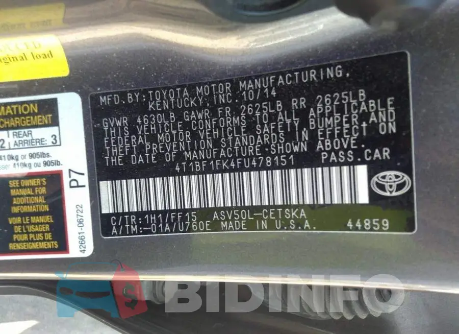 4T1BF1FK4FU478151 Photo# 9