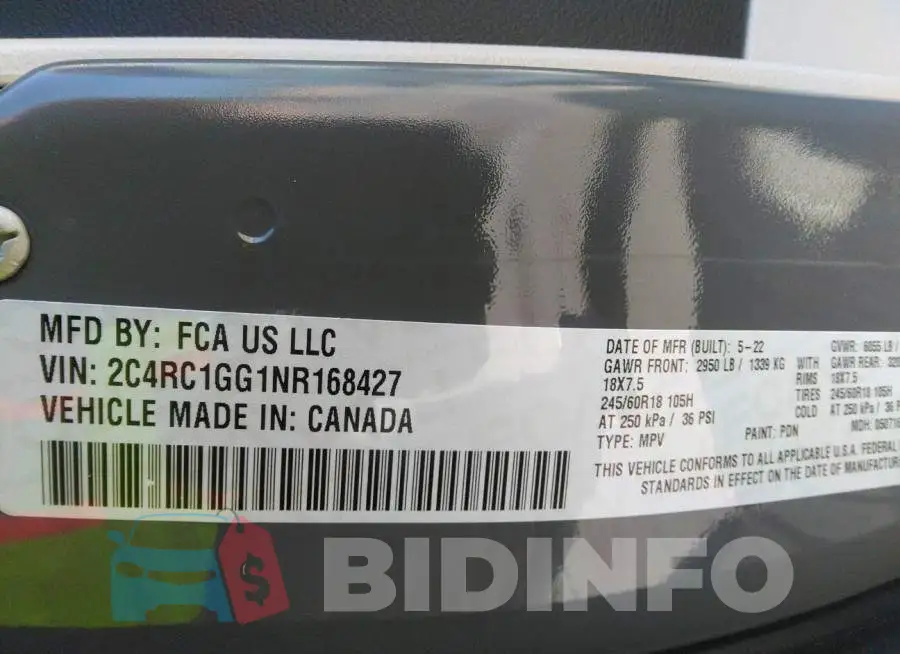 2C4RC1GG1NR168427 Photo# 9