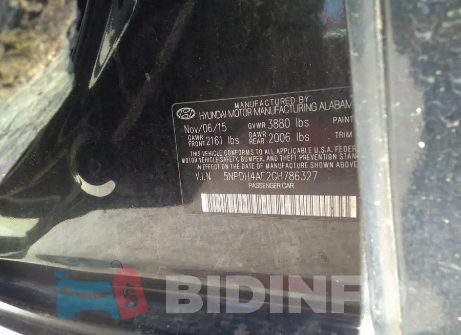 5NPDH4AE2GH786327 Photo# 9