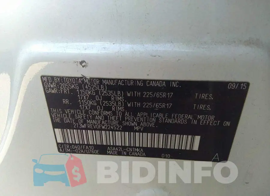 2T3WFREV0FW224522 Photo# 9