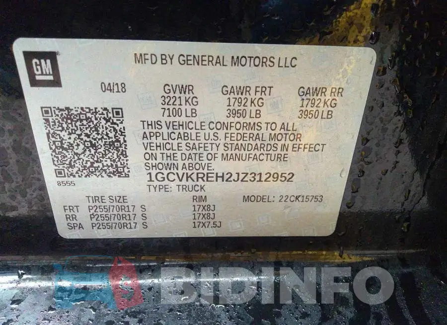 1GCVKREH2JZ312952 Photo# 9