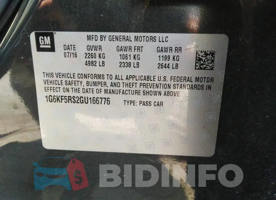1G6KF5RS2GU166776 Photo# 9