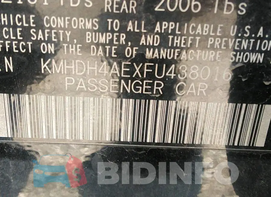 KMHDH4AEXFU438016 Photo# 9