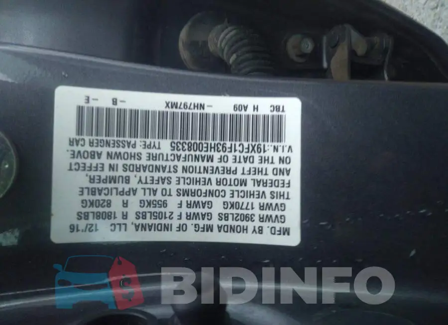 19XFC1F93HE008335 Photo# 9