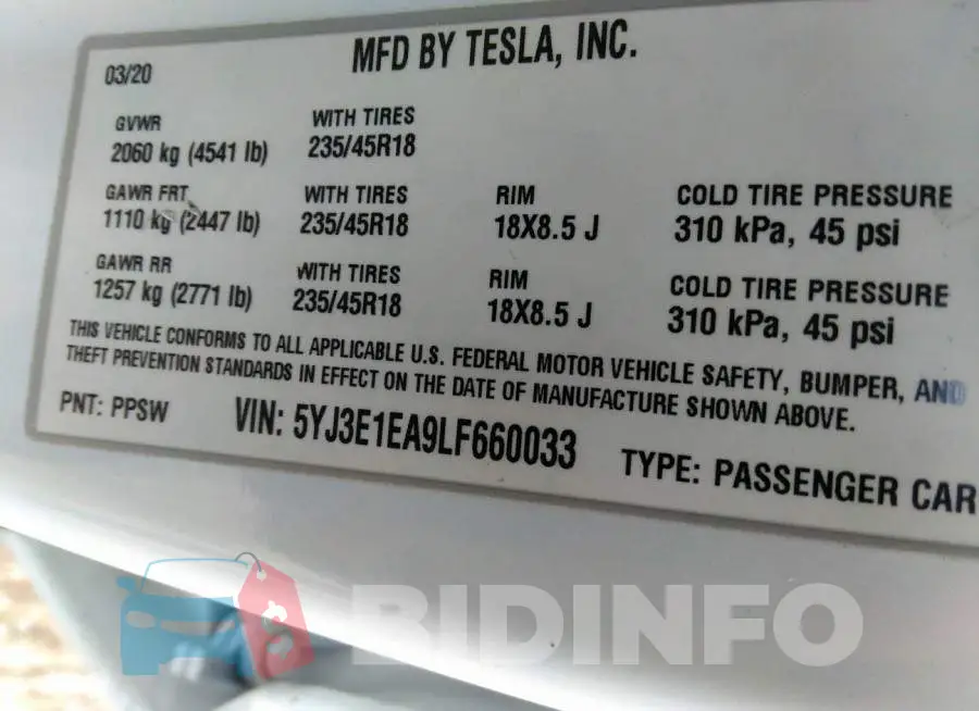 5YJ3E1EA9LF660033 Photo# 9