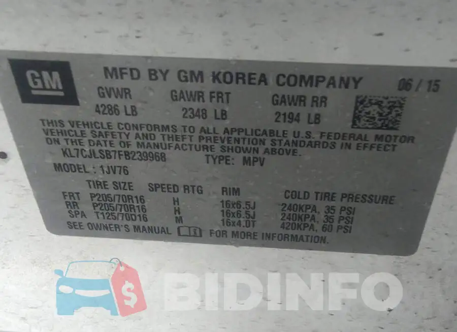 KL7CJLSB7FB239968 Photo# 9