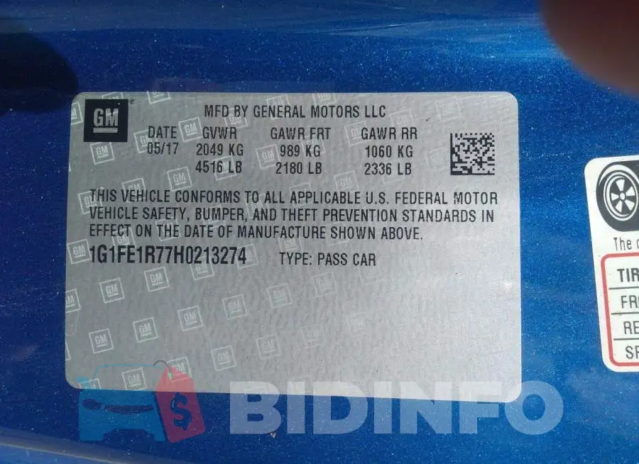 1G1FE1R77H0213274 Photo# 9