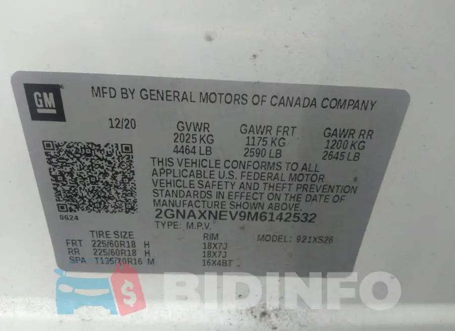 2GNAXNEV9M6142532 Photo# 9