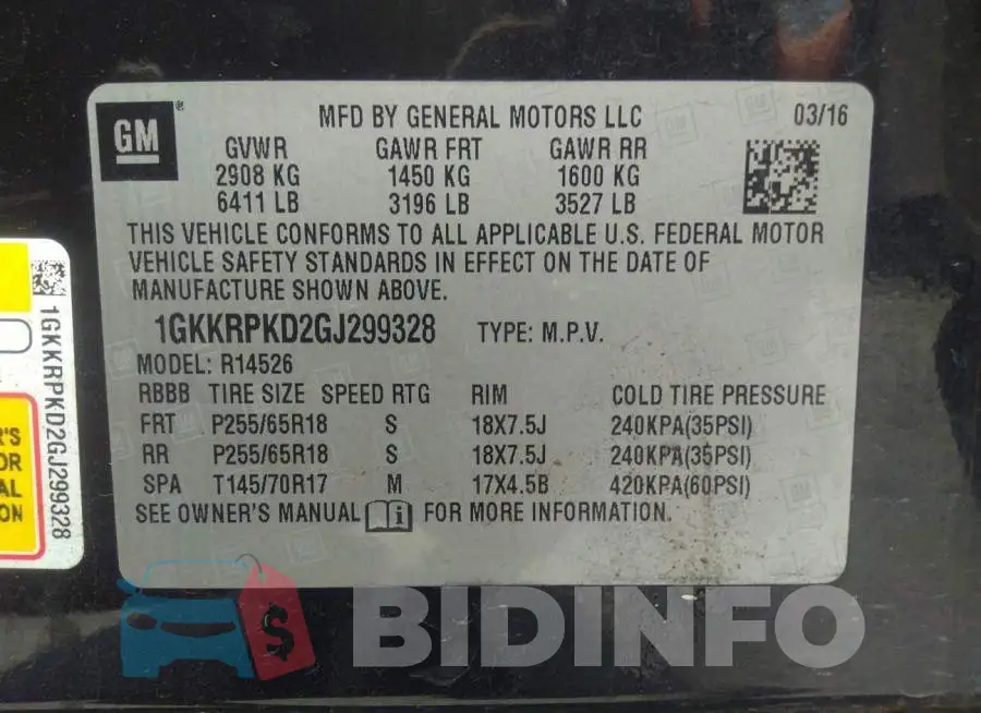 1GKKRPKD2GJ299328 Photo# 9