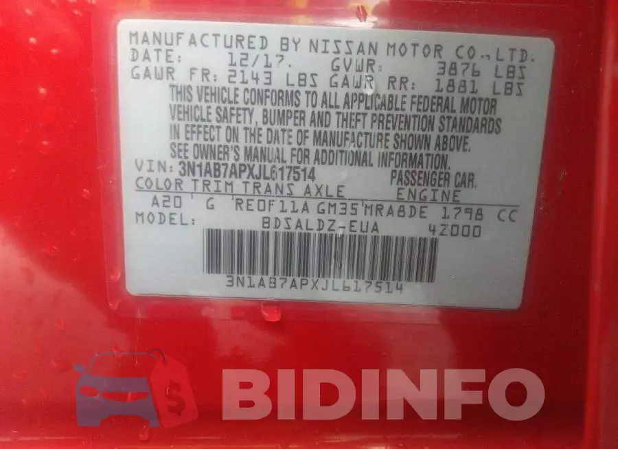 3N1AB7APXJL617514 Photo# 9