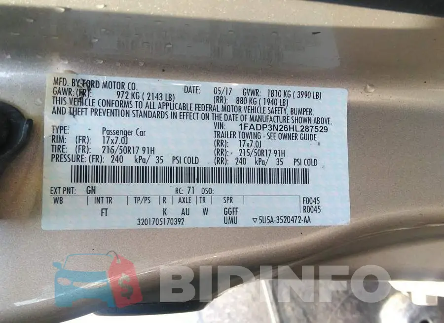 1FADP3N26HL287529 Photo# 9