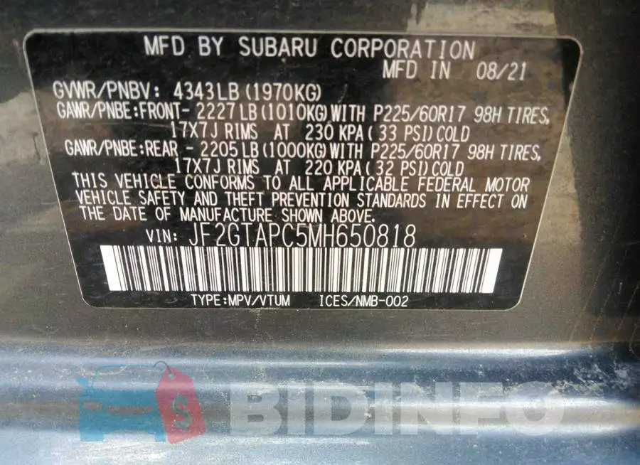 JF2GTAPC5MH650818 Photo# 9