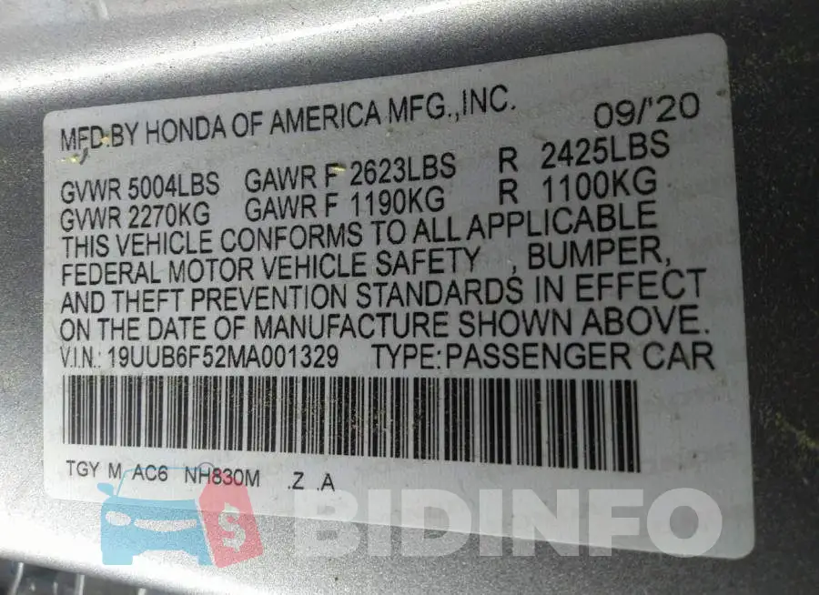 19UUB6F52MA001329 Photo# 9