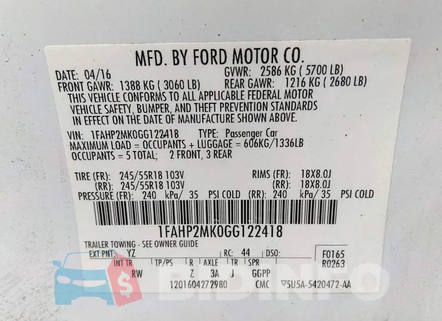 1FAHP2MK0GG122418 Photo# 9