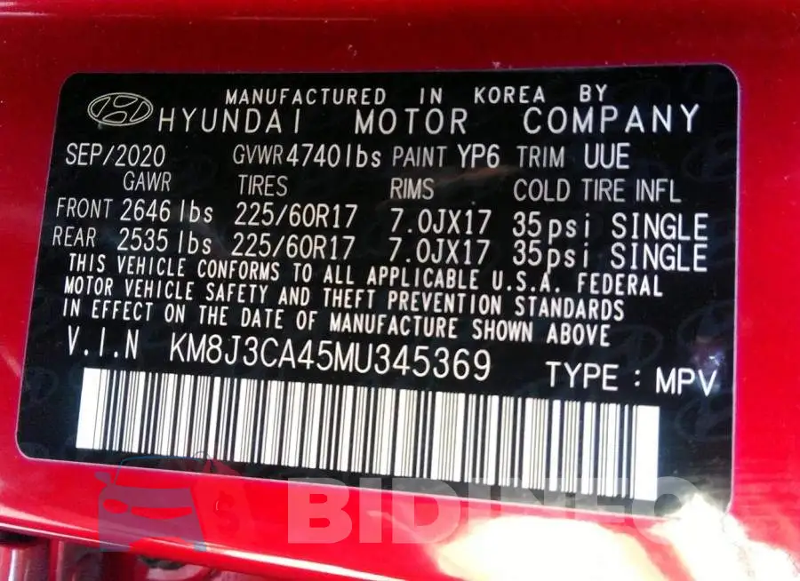 KM8J3CA45MU345369 Photo# 9