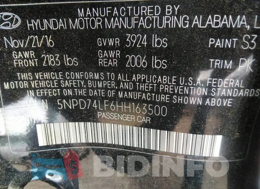5NPD74LF6HH163500 Photo# 9