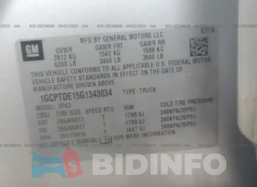 1GCPTDE15G1343034 Photo# 9