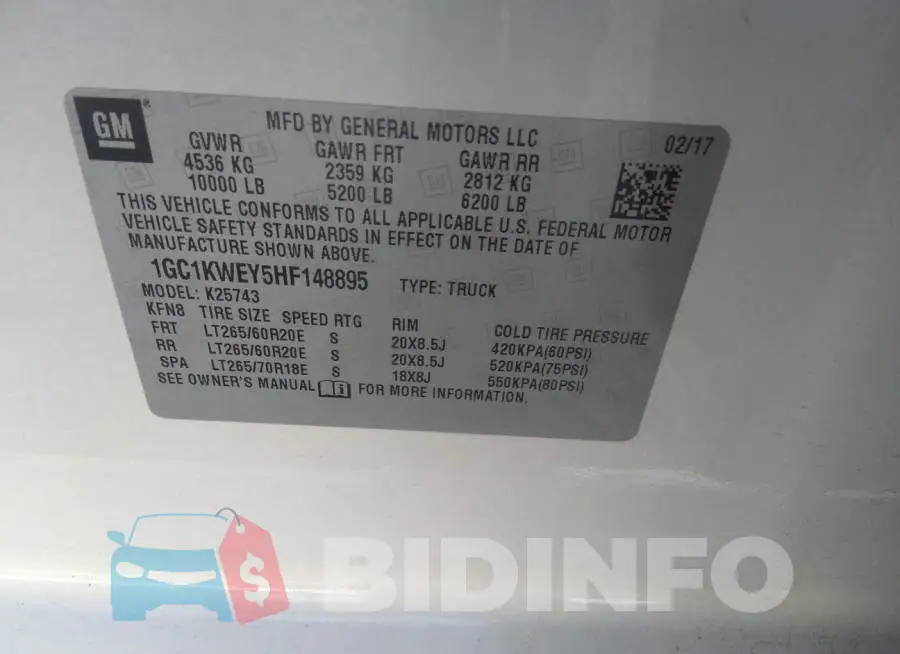 1GC1KWEY5HF148895 Photo# 9