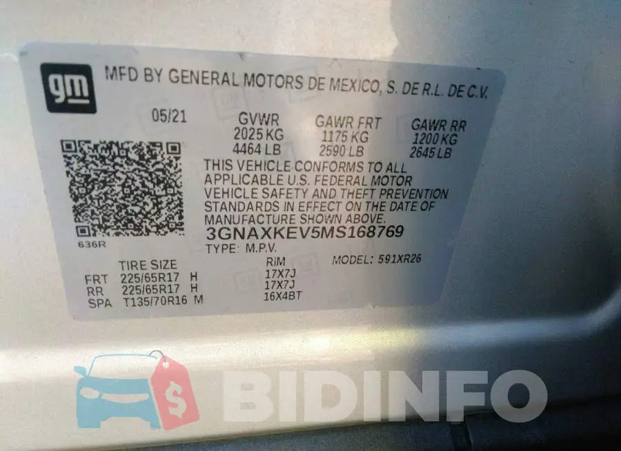 3GNAXKEV5MS168769 Photo# 9