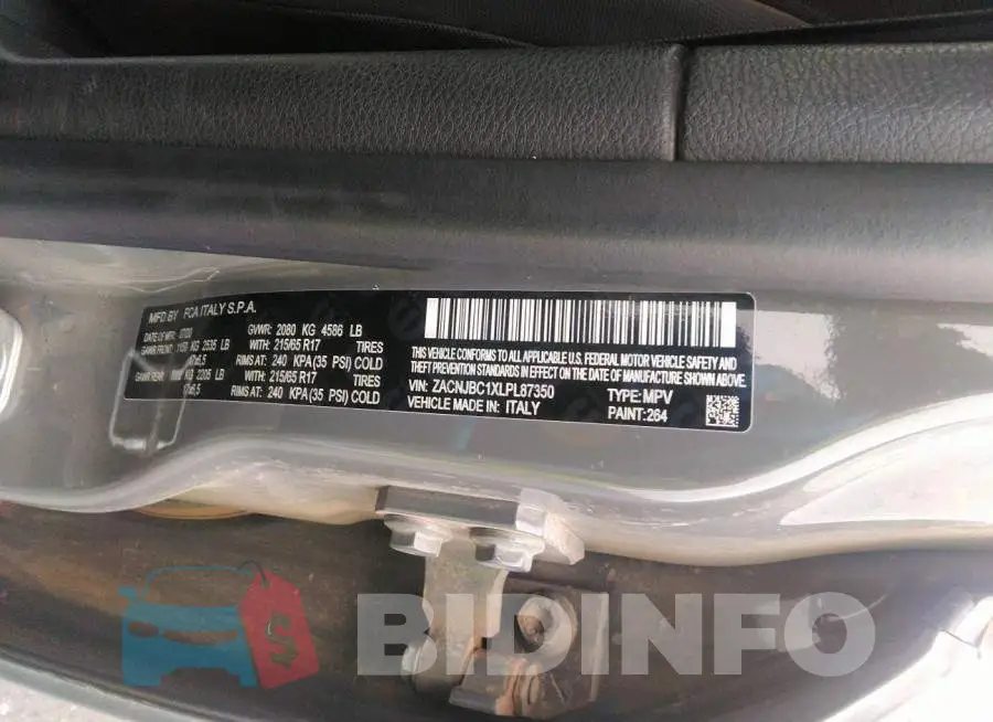 ZACNJBC1XLPL87350 Photo# 9