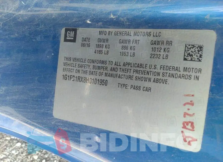 1G1FB1RX8H0101950 Photo# 9