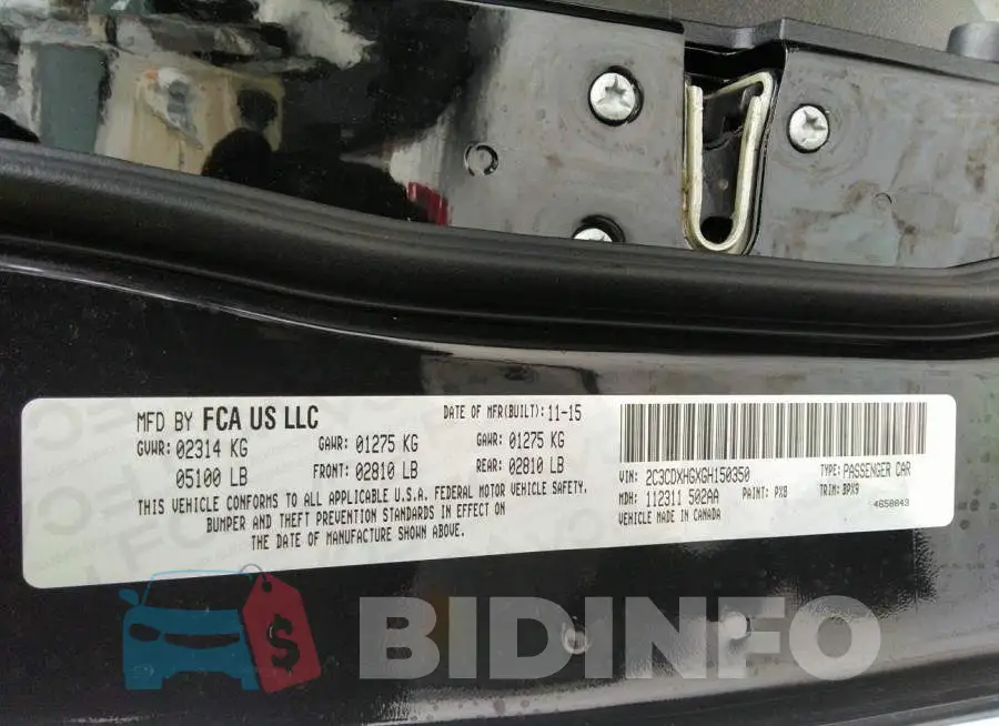 2C3CDXHGXGH150350 Photo# 9
