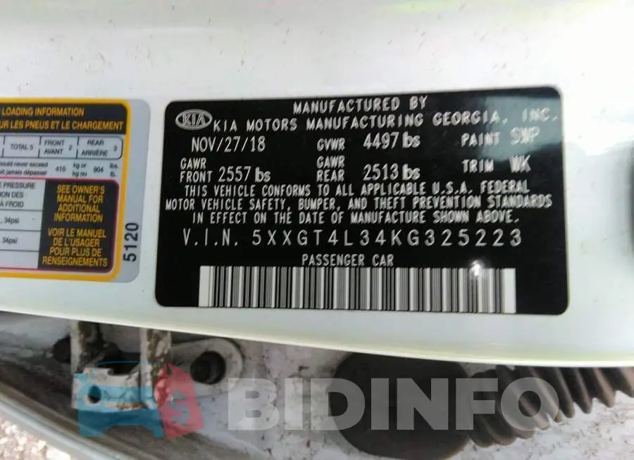 5XXGT4L34KG325223 Photo# 9