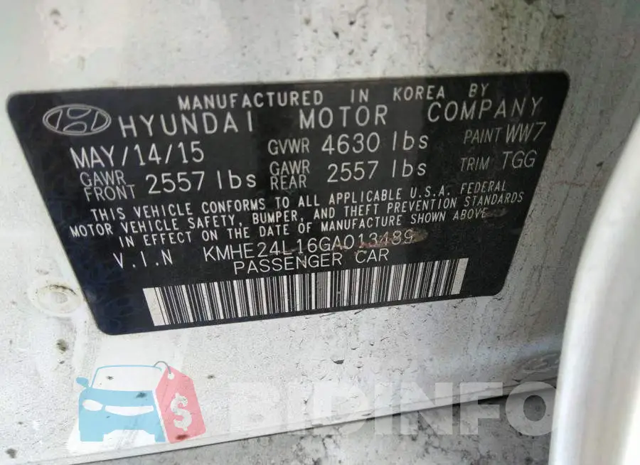 KMHE24L16GA013489 Photo# 9
