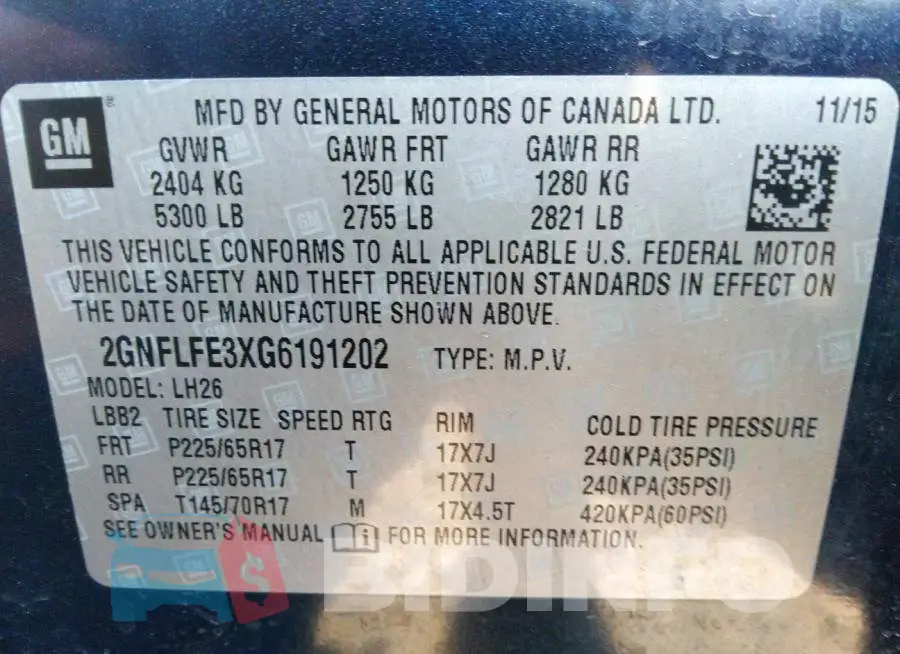 2GNFLFE3XG6191202 Photo# 9