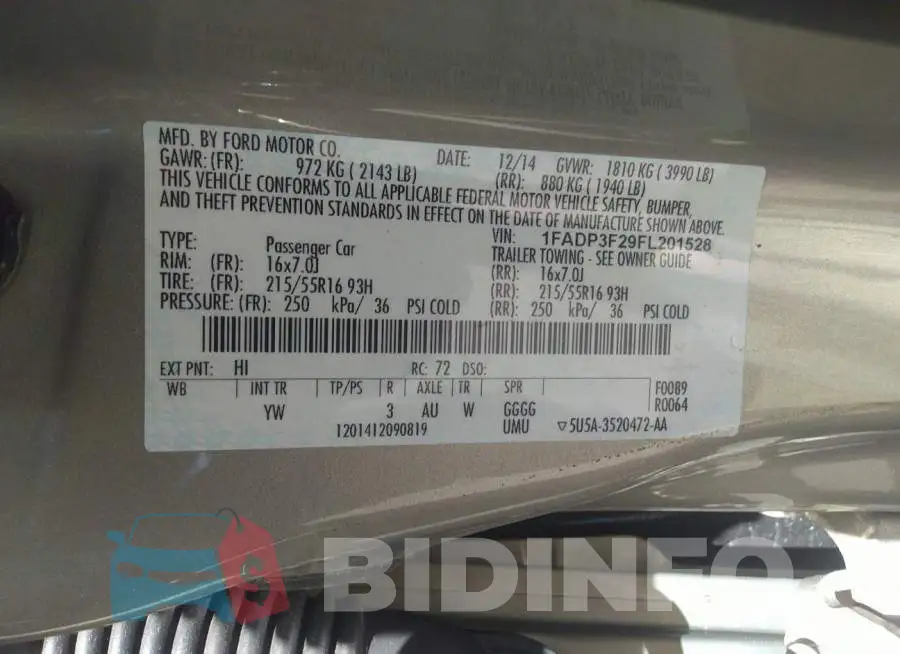 1FADP3F29FL201528 Photo# 9