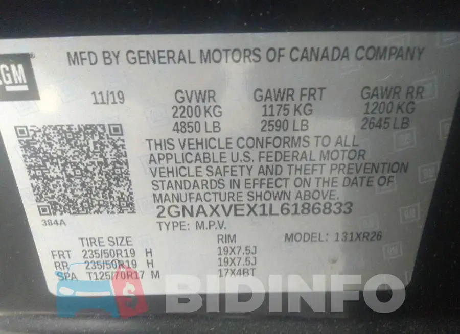 2GNAXVEX1L6186833 Photo# 9