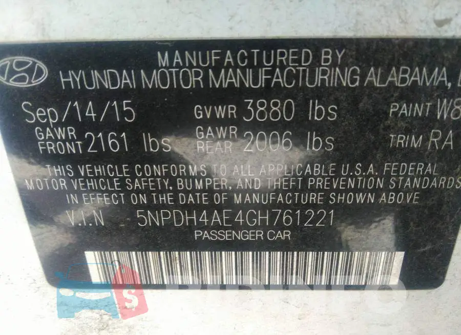 5NPDH4AE4GH761221 Photo# 9