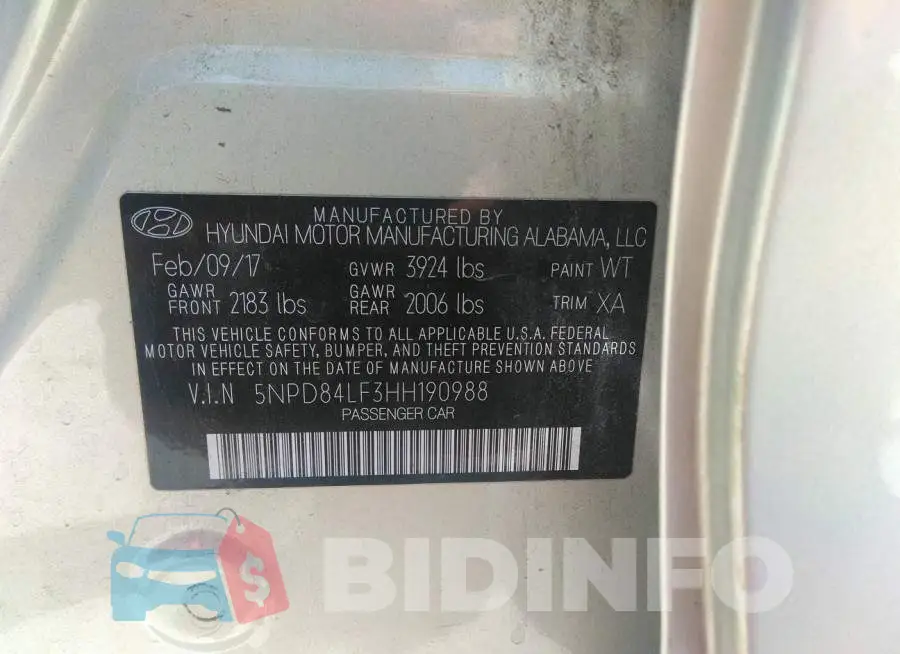 5NPD84LF3HH190988 Photo# 9